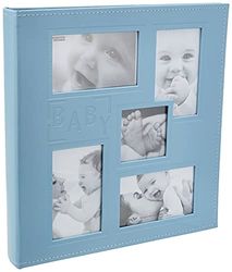Pioneer Collage Frame Reliëf "Baby" Genaaid Kunstleer Cover Fotoalbum, 4 "x 6", 240 foto's, Baby Blauw