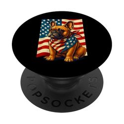 Frenchie 4 de julio French Dog Bandera de Estados Unidos ¿Dónde está el Paw-ty PopSockets PopGrip Adhesivo