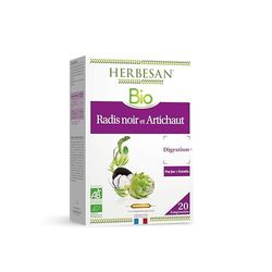 HERBESAN – RADIS NOIR ET ARTICHAUT BIO – Bien être digestif – Laboratoire français – 20 ampoules de 10 ml