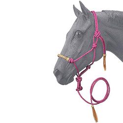 Tough 1 Capezzina in Pelle Grezza con guinzaglio, Rosa, Cavallo
