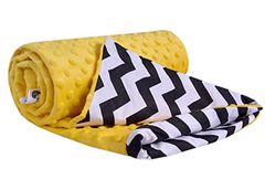 Medi Partners Couverture Bebe Couvertures de Bébé Plaid Enfant Nouveau-né 100% Coton pour Cadeau Naissance 75x100cm Multifonctionnel Bilatéral pour Landaus (Zigzag avec du Jaune Minky)