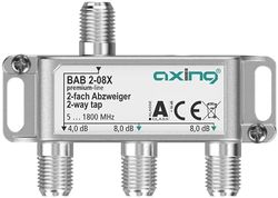 Axing BAB 2-08X 2-voudige aftakker, 8 dB 5-1800 MHz, tv data internet, kabeltelevisie
