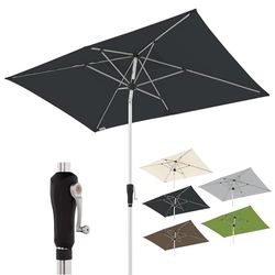 Doppler Parasol pour le jardin rectangulaire en aluminium I Parasol à manivelle de haute qualité I Parasol de jardin pour balcon ou terrasse - parapluie à mât central avec manivelle - 220 x 140 cm