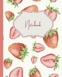 Notebook: Vintage Strawberry Cottagecore Composition Book Coquette Lined Journal Pretty Cute Aesthetic For Girls Teens Women Pink