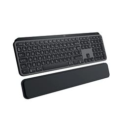 Logitech MX Keys S PLUS Clavier Sans Fil et Repose Poignet, USB C, Silencieux, Plat, Rétroéclairé, Ergonomiques, Programmables, Bluetooth, Windows PC, Linux, Chrome, Mac, AZERTY Français, Gris
