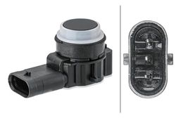 HELLA 6Px 358 141-801 Capteur, Aide Au Stationnement - 3Pôle - Inséré - Revernissable - Avec Bague De Fixation