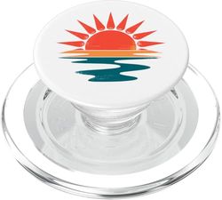 Rayos de puesta de sol retro ondulados - Summer Bliss PopSockets PopGrip para MagSafe