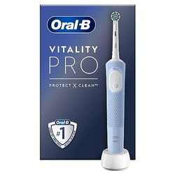 Oral-B Vitality Pro Brosse à Dents Électrique, Bleu, 1 Brossette Nettoyage 2D, Élimine la Plaque Dentaire, 3 Modes de Brossage, Minuteur, Rechargeable