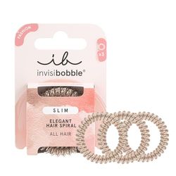 invisibobble Slim Hair Scrunchies Bronze Me Pretty I 3 x Thin Hair Bobbles Bronze for Girls and Women I Elegant Look & Strong Hold I Designed in the Heart of Munich, 1 Piece (Pack of 3)