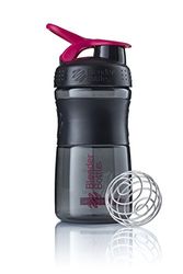 BlenderBottle Sportmixer Botella de agua | Botella mezcladora de batidos de proteínas | con batidor Blenderball | libre de BPA | Tritan| 590ml - negro/pink