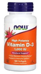 Now Foods – Vitamin D-3 1000 IU | Immune & Bone Health Support – 180 Softgels