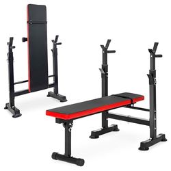 BalanceFrom RS 40 verstelbare opvouwbare multifunctionele workout station verstelbare Olympische workout bank met squat rek, zwart