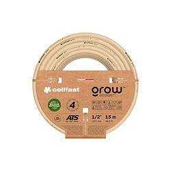Cellfast Grow Tuinslang, duurzaam, flexibel, 4-laags, duurzaam ATS shirt, uv- en algenbestendig, vrij van zware metalen, 27 bar, -20/+60° sluiting: 1/2", 15m