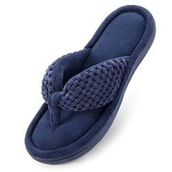 ULTRAIDEAS Tongs confortables en mousse à mémoire de forme pour femme, string d'été pour femme, sandales à bout ouvert pour intérieur, bleu marine, 39/40 EU