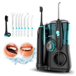 Cecotec Centre de Station Buccale ou Dentaire Bamba ToothCare Jet Clean. 18 W, Irrigateur 600 ml de Capacité, 10 Niveaux de Pression, 7 Embouts et Brosse à Dents Électrique avec 5 Modes