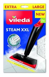 Vileda Recharge pour Balai Vapeur Steam XXL, pack de 2, 100% microfibres standards blanches, Recharge officielle compatible avec balai vapeur rectangulaire Steam XXL de Vileda