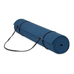 Gaiam Essentials premium yogamatta med yogamatta bärare sele (183 cm L x 24 tum B x 1/4 tum tjock) Marinblått Xsp 6mm