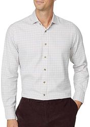 Hackett London Geborsteld Tattersall-shirt voor heren, Wit (wit/marine), S