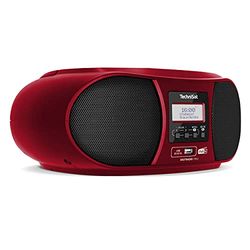 TechniSat DIGITRADIO 1990 - stéréo Boombox avec Radio Dab + / FM et Lecteur CD (Streaming Audio Bluetooth, Connexion Casque, USB, entrée AUX, Fonction de Charge, Horloge, 2 x 1,5 W) Rouge