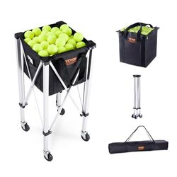 VEVOR Panier à balles de Tennis Chariot Unisex-Adult, Noir et Argent, 405 x 405 x 910 mm