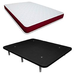 DUÉRMETE ONLINE Confezione risparmio materasso viscoelastico Lyla reversibile + base imbottita 3D rinforzata 5 barre di rinforzo e valvole di ventilazione con 6 gambe, nero, 90 x 190 cm
