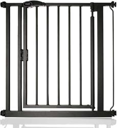 Safetots Porta de segurança automática com fecho automático, 75 cm - 82 cm, preta mate, porta de bebé com fecho automático, barreira de segurança para crianças pequenas, instalação fácil