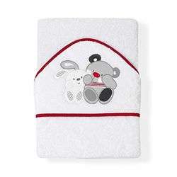 Interbaby Amigos - capa de banho, 1 x 1 m, cor branca/vermelha