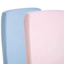 2 x jersey hoeslakens voor babybed blad 140 cm x 70 cm 100% katoen roze/blauw