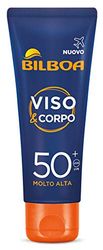 Bilboa Viso&Corpo Crema Viso e Corpo con Protezione SPF 50+, Travel Size per una Protezione Solare Avanzata , Contrasta i Segni dell'Invecchiamento, Formato da Viaggio da 75 ml