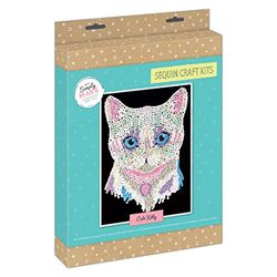 Simply Make Sequin Craft Kit - Cute Kitty Design for Kids and Adults, Vibrant Sequins for Mosaic Crafts, Pin Art Sequins for Crafting, Perfect for Adult Crafts - Sequin Art & Craft Kit