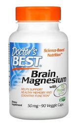 Doctor's Best Magnésium Cérébral avec Magtein, 50mg - 90 Gélules Végétales | Soutien Cognitif et Neurologique | Qualité Supérieure