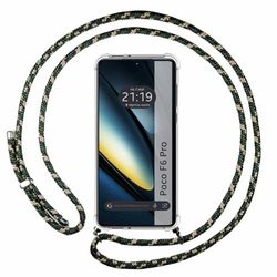 Tumundosmartphone Transparent Case with Cord for Xiaomi Poco F6 Pro 5G, Gel