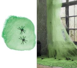 FIESTAS GUIRCA | Toile d'Araignée Verte (100 gr) - Décoration d'Halloween et Fêtes Costumées - Animaux et Insectes - Idéal pour Célébrations et Événements - Vert