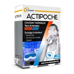 Cooper ACTIPOCHE - Coussin thermique - Thermothérapie - Mal de tête, sécheresse oculaire - Masque Yeux et tempes - Microbilles - 1 unité