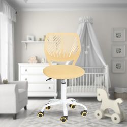 FurnitureR Chaise de Bureau Polyvalente pour Enfants, Chaise de Travail sans Accoudoirs à Hauteur Réglable, Chaise d'Étude Pivotante Colorée pour L'école et Le Bureau à Domicile, Morandi Jaune