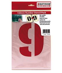 Rust-Oleum V2501 Pochoir Lot 150 mm 0–9, réutilisable et durable, Blanc cassé