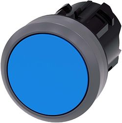 Siemens Sirius ATC – ronde drukknop frontring metaal/A blauwe scheerknop