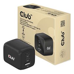 Club3D CAC-1913EU PPS 65 Watt GAN-technologie, drievoudige aansluiting (2x USB Type-C + USB Type-A) Power Delivery (PD) 3.0 ondersteuning