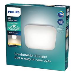 Philips Mauve, Plafonnier LED 12W, Carré, Blanc Chaud 2700K, Blanc