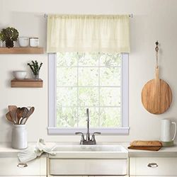 Elrene Home Fashions Cameron Cantonnière en Lin, 152,4 cm de Large x 38,1 cm de Long, Ivoire