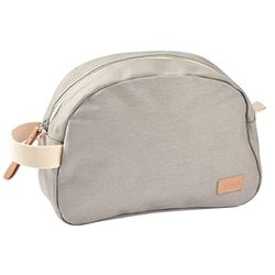 BÉABA, Trousse de toilette Bebe, Trousse de Soin bebe, Sac Geneve, Tissu Impermeable, 2 poches intérieures, 100% Coton, Gris Perle