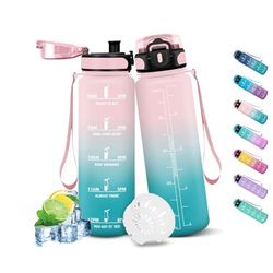 HoneyHolly Drinkfles, 500 ml, lekvrij, motiverende sportfles, met tijdweergave, waterfles voor school, camping, yoga, kantoor