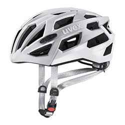 uvex race 7, casco sicuro ad alte prestazioni unisex, regolazione individuale delle dimensioni, protezione antiurto extra, silver matt white, 51-55 cm