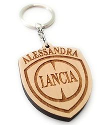 Portachiavi o calamita personalizzato in legno Faltec compatibile con LANCIA - personalizza con il tuo nome o con la targa della macchina - logo macchina