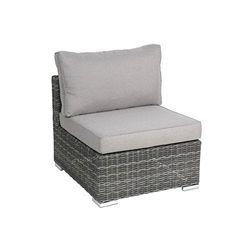 greemotion Fauteuil de jardin Bari - Fauteuil pour salon de jardin en résine tressée et aluminium – Fauteuil confortable pour l’extérieur – Fauteuil gris anthracite
