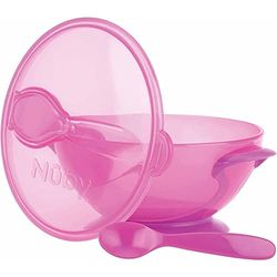 Nûby ID5419PINK känga med sugfot och sked, rosa