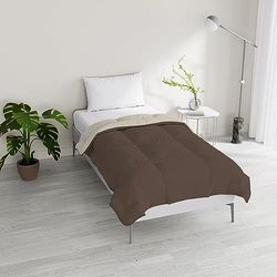 Italian Bed Linen Donzen winterdekbed, gevuld, tweekleurig, dromen en stemmen, bruin/crème, Frans bed, 200 x 200 cm