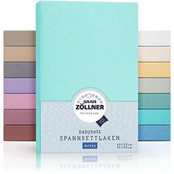 Julius Zöllner Jersey spännlakan för bebis- och barnsäng, 100% jerseybomull, OEKO-TEX standard 100 certifierad, storlek: 60 x 120 cm/70 x 140 cm, 2-pack, mynta