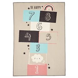 GIFTDECOR Alfombra habitación Infantil 100x140 cm. Disponible en 2 Modelos Surtidos con diseño de números Multicolor sobre Fondo Negro o Blanco, Aplica