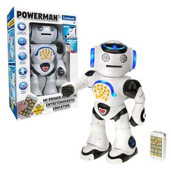 Lexibook Powerman - O meu robô interativo para aprender e jogar, per imparare e giocare, para crianças - dança, reproduz música, conta piadas, lê contos, dispara discos - ROB50ES